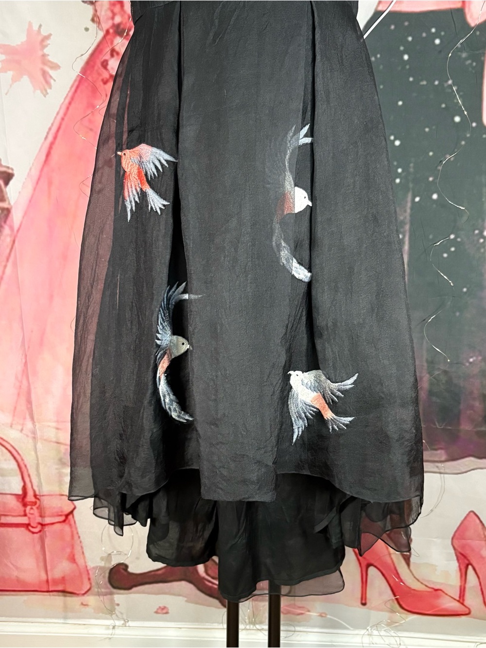 AGAATI Whispering Wings Silk Organza Embroidered Gown dress Sz SX price $625 - Picture 5 of 15